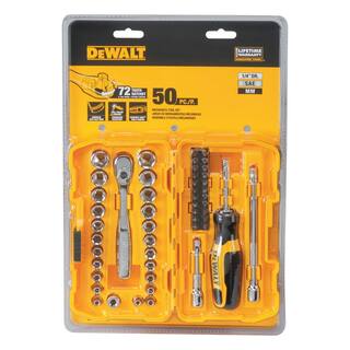 DW 14 in. Drive SAE and Metric Mechanics Tool Set (50-Piece) DWMT81610