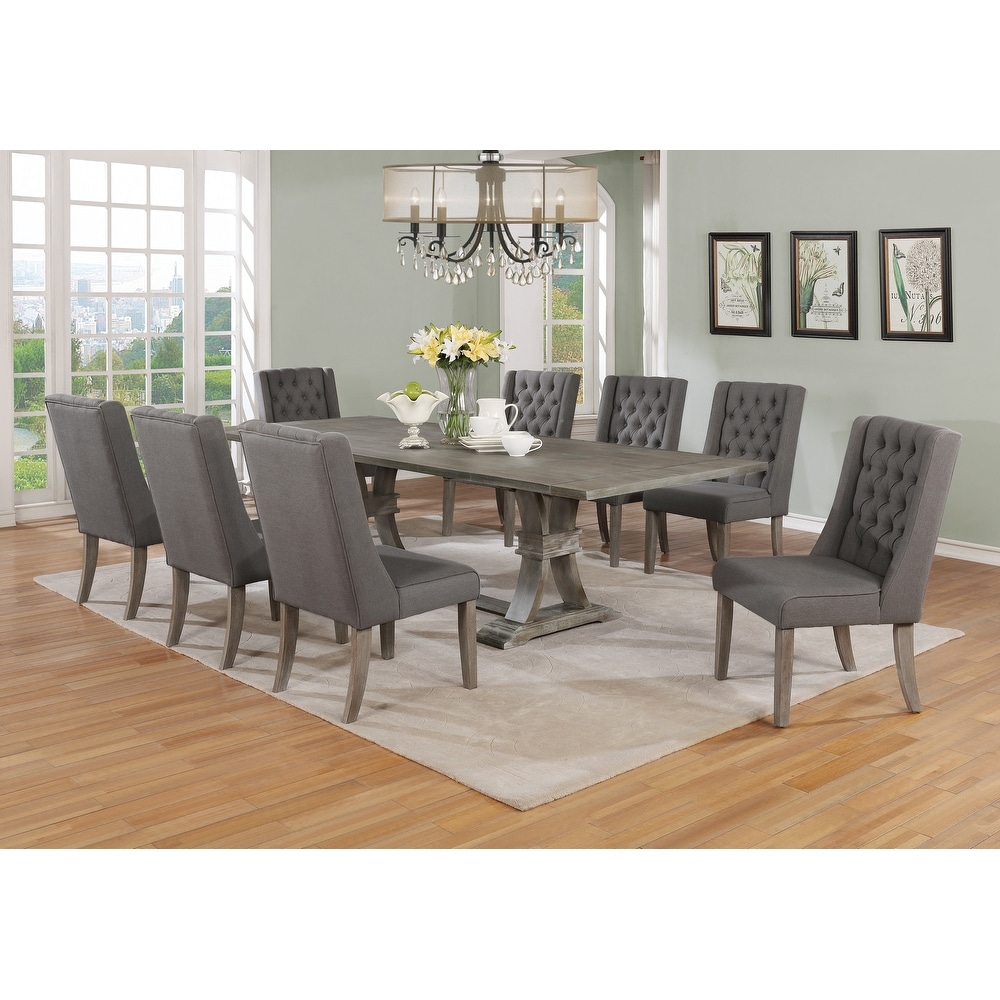 Best Quality Furniture 9 piece Rustic Extending Grey Dining Set