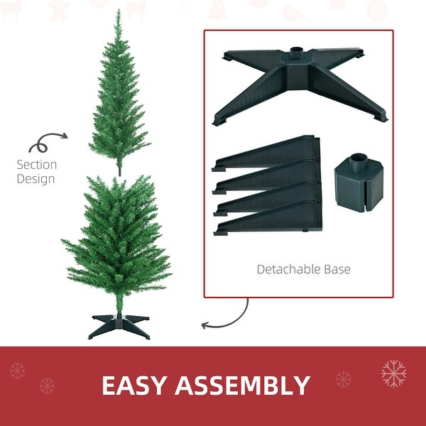 5FT Artificial Pencil Christmas Tree with 294 Realistic Branch Tips and Plastic Stand