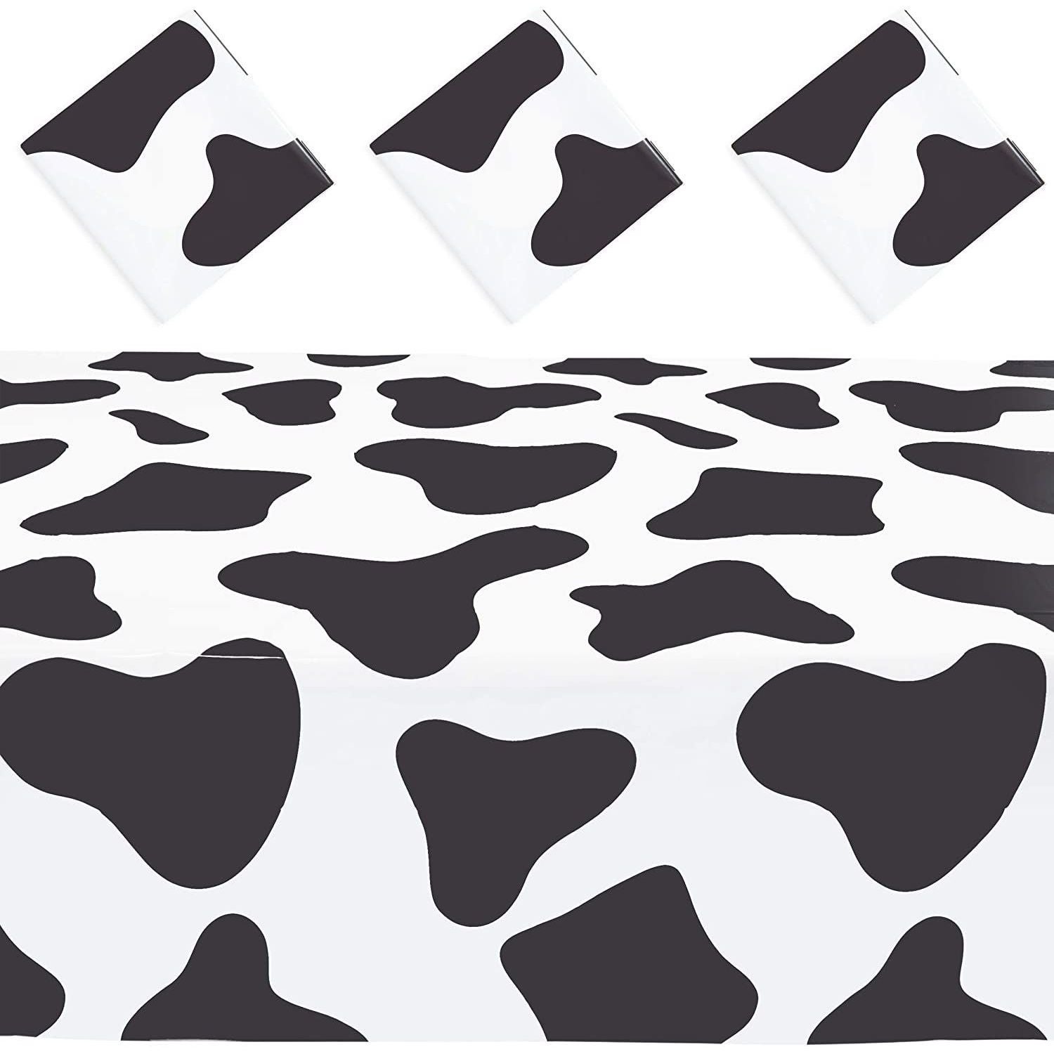 3 Rectangle Plastic Tablecloths， Cow Farm House Animal Birthday Party 54