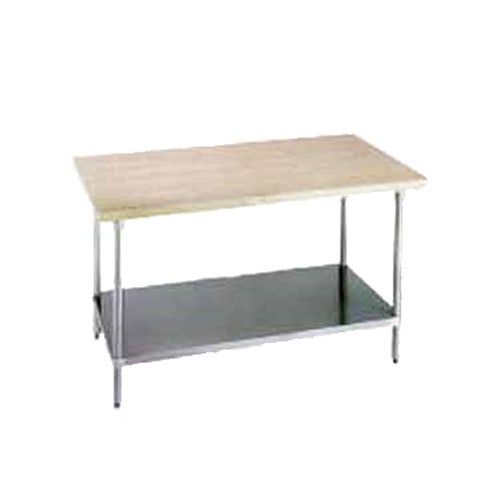 Advance Tabco H2G-366 Map Top Wood Work Table with Galvanized Undershelf， 36