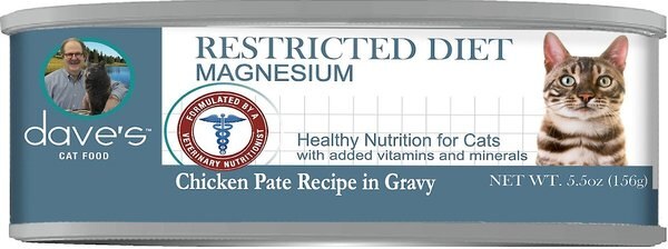 Dave's Pet Food Restricted Magnesium Chicken Diet Wet Cat Food， 5.5-oz can， case of 24