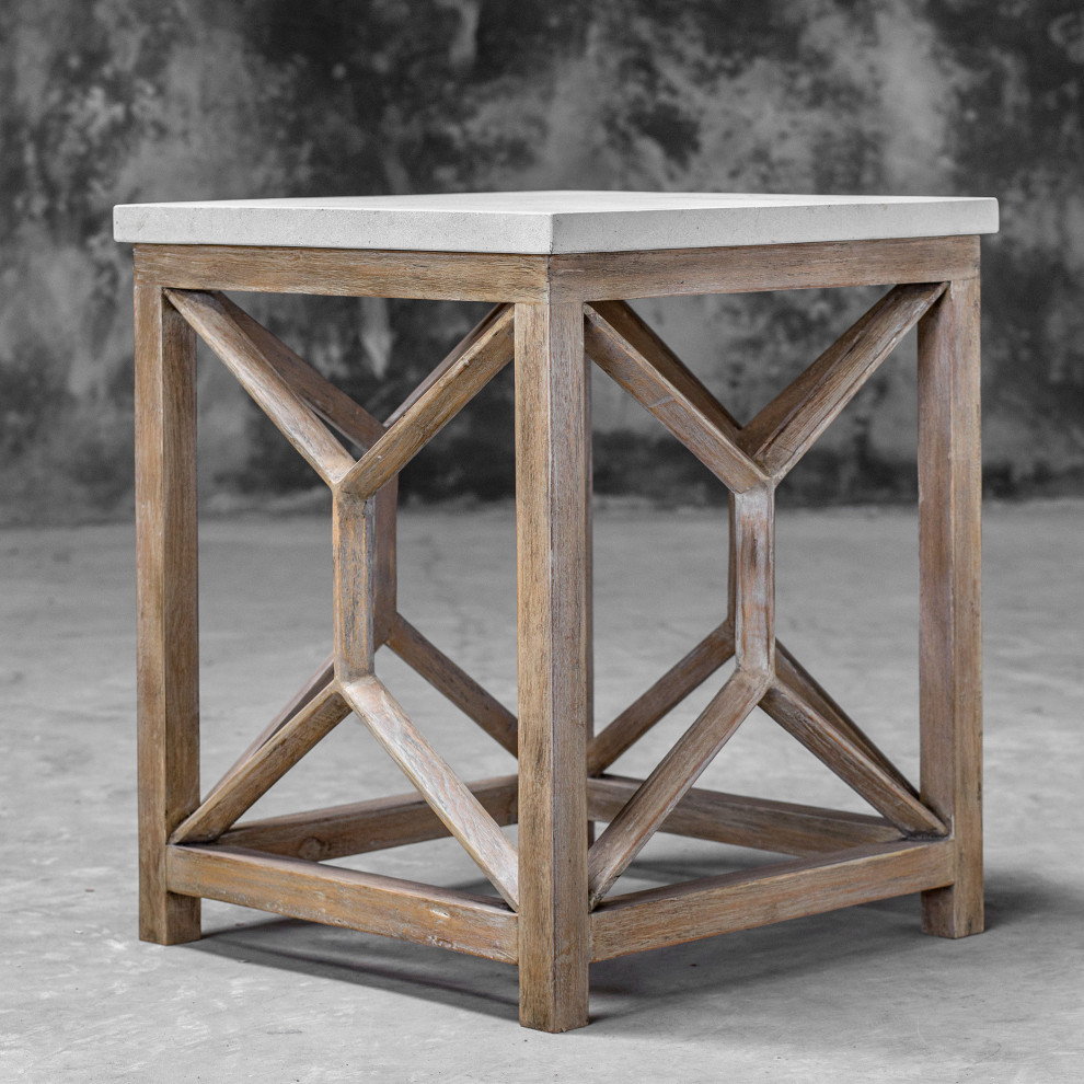 Uttermost Catali Stone End Table 25886   Farmhouse   Side Tables And End Tables   by HedgeApple  Houzz