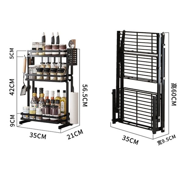 3 Tier Foldable Spice Rack Free standing Counter Shelf