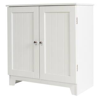 Redmon Contemporary Country 23.5 in.W x 11.7 in.D x 23.5 in. H Free Standing Double Door Cabinet With Wainscot Panels in White 5224WH