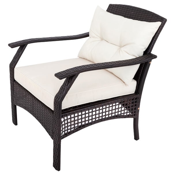 4 Piece Rattan Sofa Seating Group with Cushions， Outdoor Ratten sofa - Overstock - 33824781