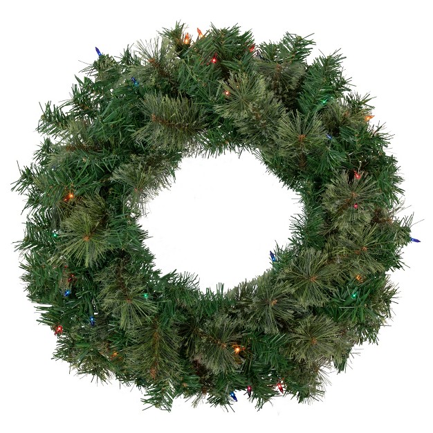 Northlight Pre lit Oregon Cashmere Pine Artificial Christmas Wreath 24 inch Multi Lights