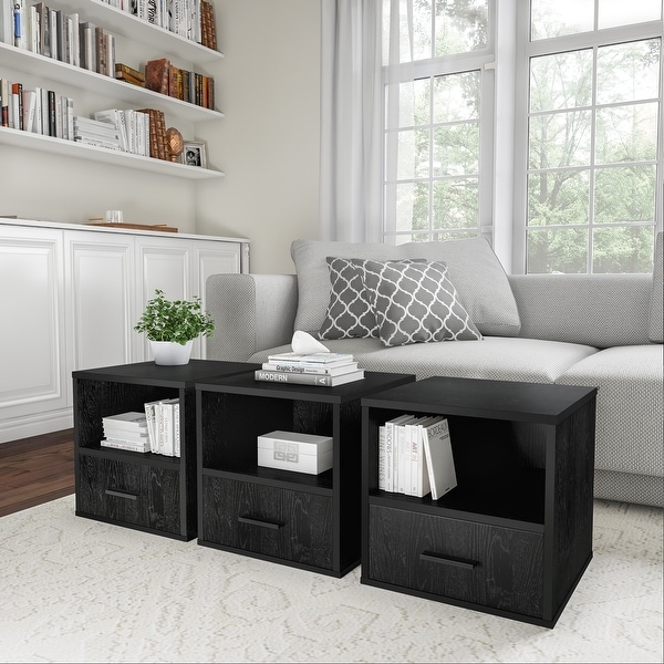 Hastings Home Cube End Table with Drawer - 15.75