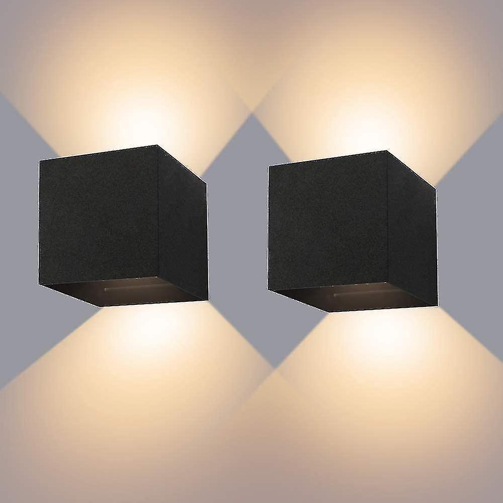 Wall Light 12w* 2 Black Led Wall Lights Waterproof Ip65 Up And Down Adjustable Light Lamp Design 3000k Warm White Wall Sconces For Living Room