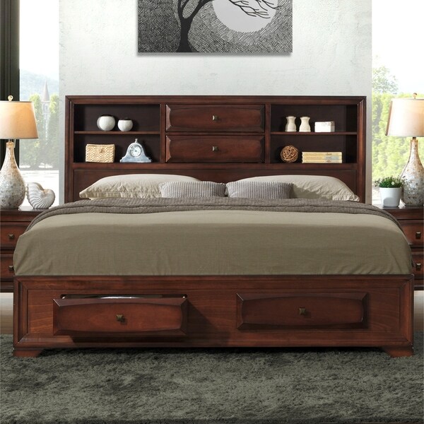 Roundhill Furniture Asger Antique Oak Finish Wood King-size 5-piece Bedroom Set - - 12594431