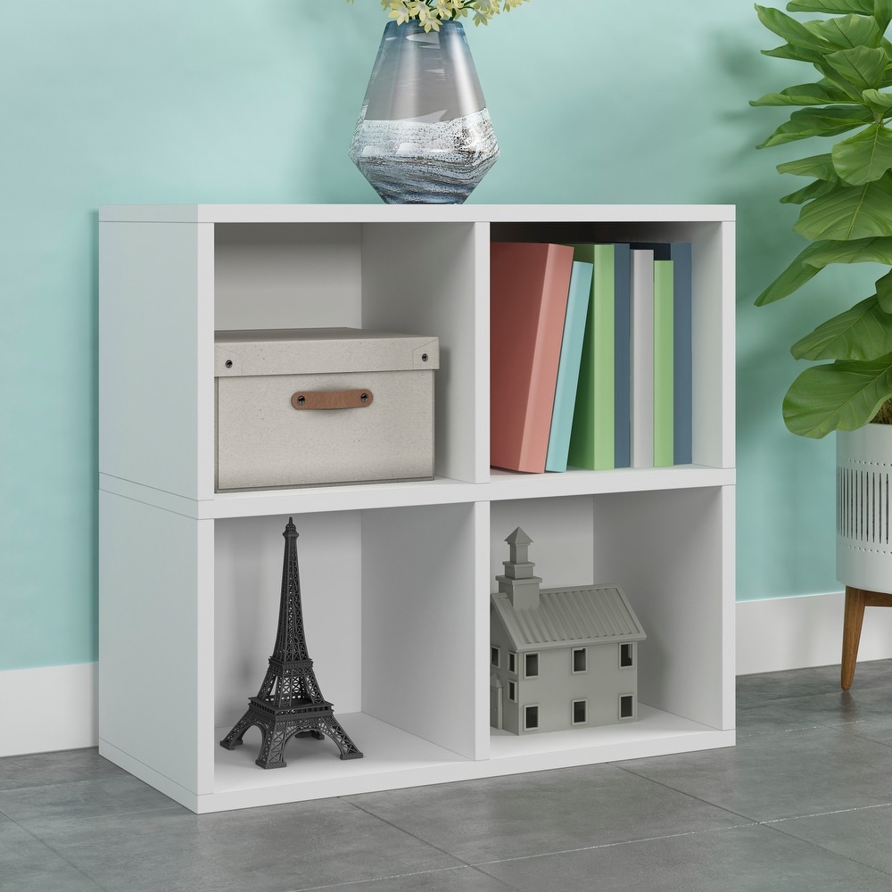 WAY BASICS 4 Cubby Bookshelf Cube Shelf Closet Organizer and Storage