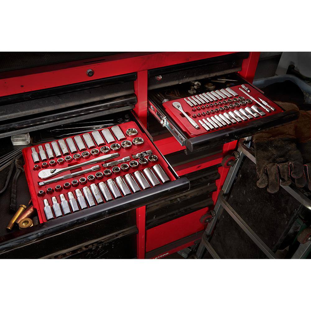 MW 14 in. and 38 in. and 12 in. Drive SAEMetric Ratchet and Socket Mechanics Tool Set (153-Piece) 48-22-9008-48-22-9010-48-22-9004