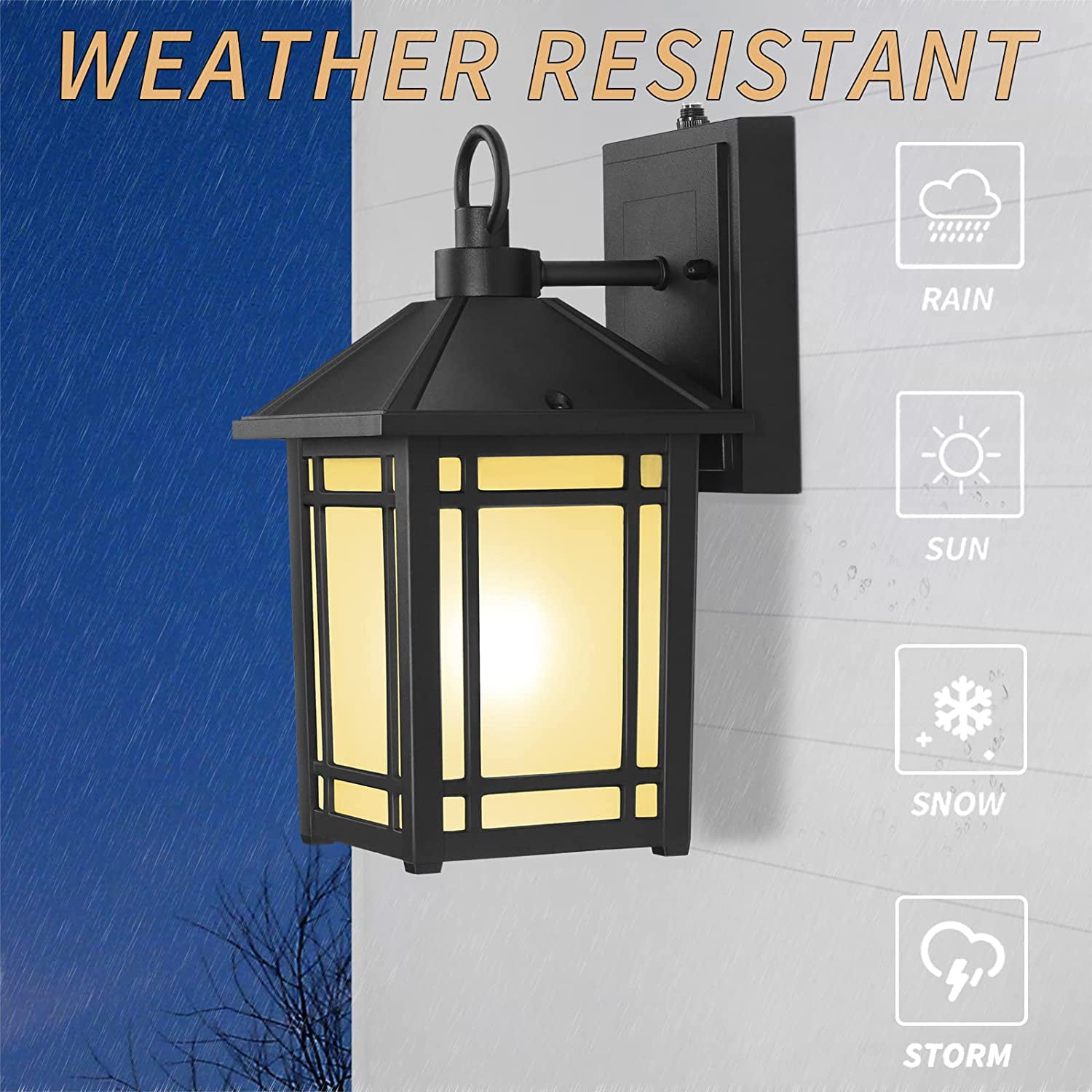 11"H Dusk to Dawn Outdoor Wall Mount Lantern, Wall Light Fixtures with Exterior Sensor