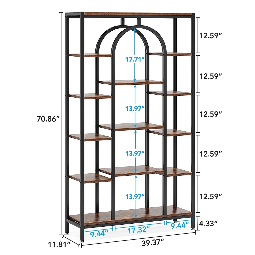 14 Shelves Modern Bookscase  5 Tiers Etagere Display Bookshelf   39.4”W x 11.8”W x 70.8”H