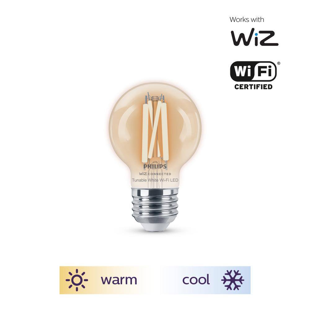 Philips 40-Watt Equivalent G16.5 Smart Wi-Fi LED Tuneable White Light Bulb Powered by WiZ with Bluetooth (1-Pack) 567271