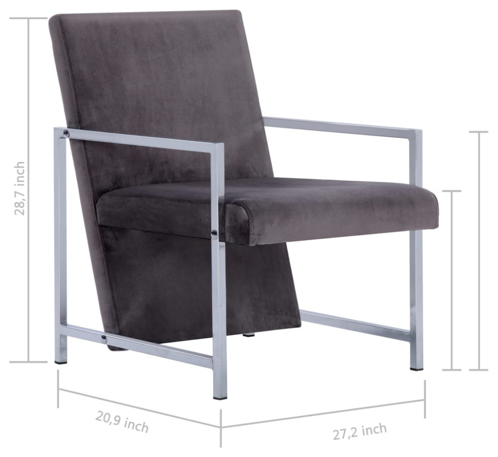 vidaXL Accent Chair Accent Single Sofa Chair with Chrome Feet Dark Gray Velvet   Contemporary   Armchairs And Accent Chairs   by vidaXL LLC  Houzz