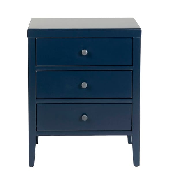 Painted Acacia Wood 3-Drawer Nightstand