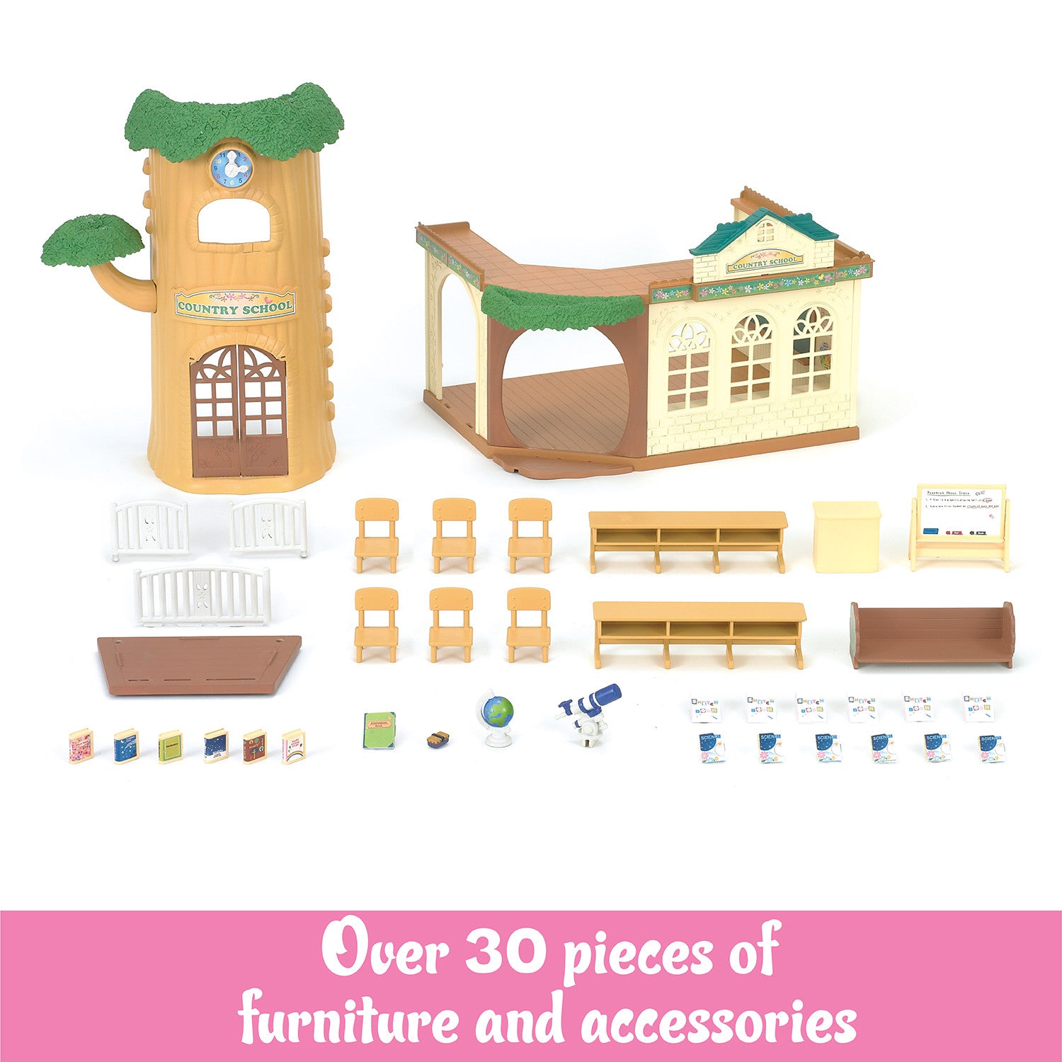 Calico Critters Country Tree School， Dollhouse Playset with Furniture and Accessories