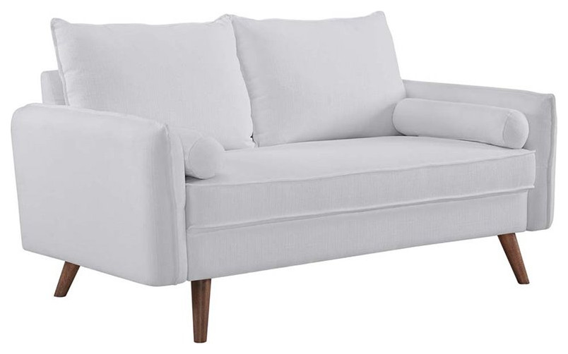 Home Square 2 Piece Contemporary Modern Polyester Loveseat Set in White   Midcentury   Living Room Furniture Sets   by Homesquare  Houzz