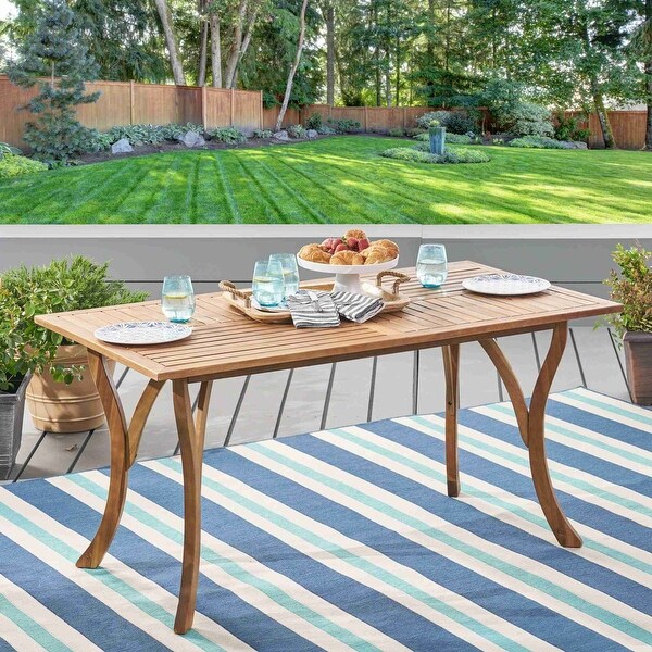 59Inch Rectangular Wood Patio Table for Outdoor Dining