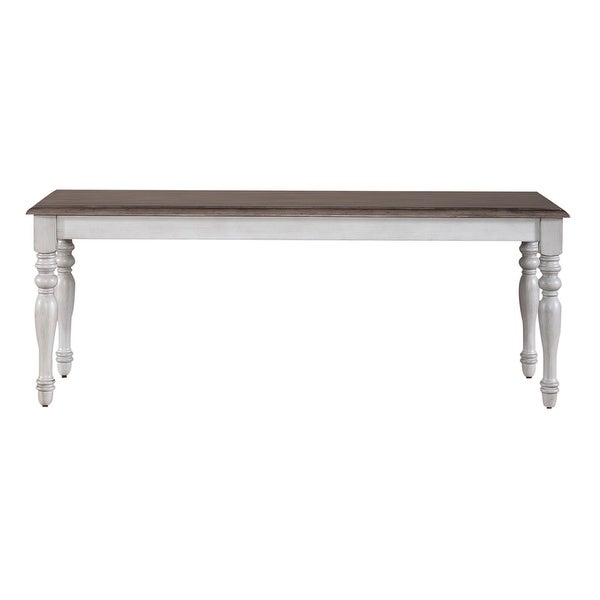 Ocean Isle Antique White Weathered Pine Bench