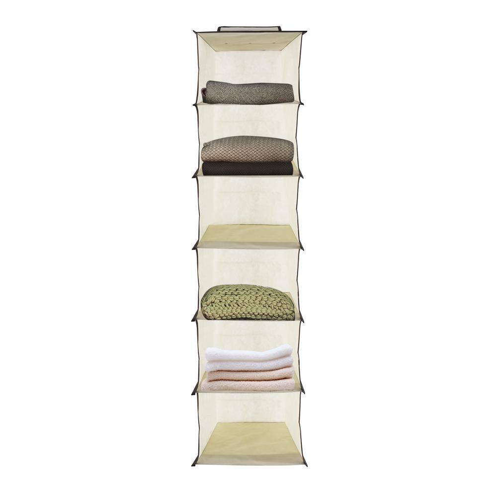 JV TEXTILES GreyBeige Hanging Closet Organizer with 6-Shelf Closet Hanging Storage Shelves (2-Pack) 2PK-6642