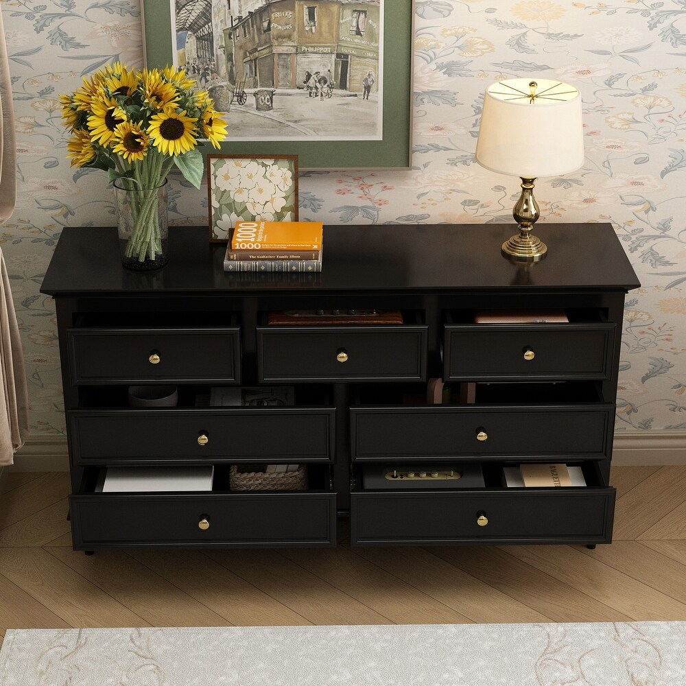 7 Drawer Double Dresser Chest Dresser Sideboard Lacquer For Bedroom