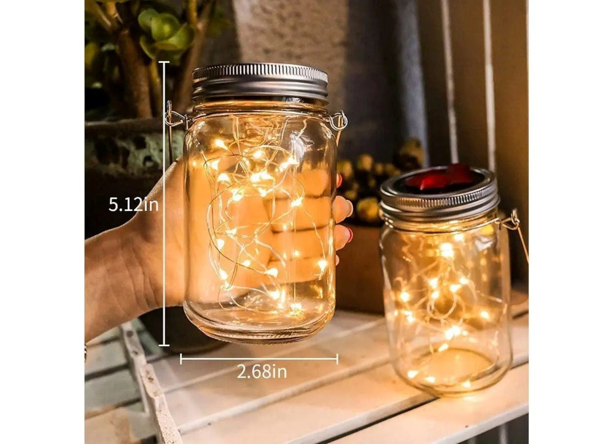 MPM Solar Mason Jar Lights，8 Pack 30 Led Hanging String Fairy Jar Solar Lantern Lights for Outdoor Patio Garden Yard and Lawn Decoration