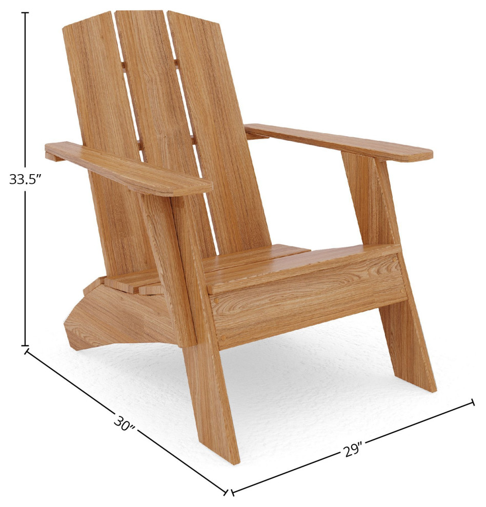 Aurele Teak Outdoor Adirondack Lounge Chair   Transitional   Adirondack Chairs   by Curated Maison  Houzz