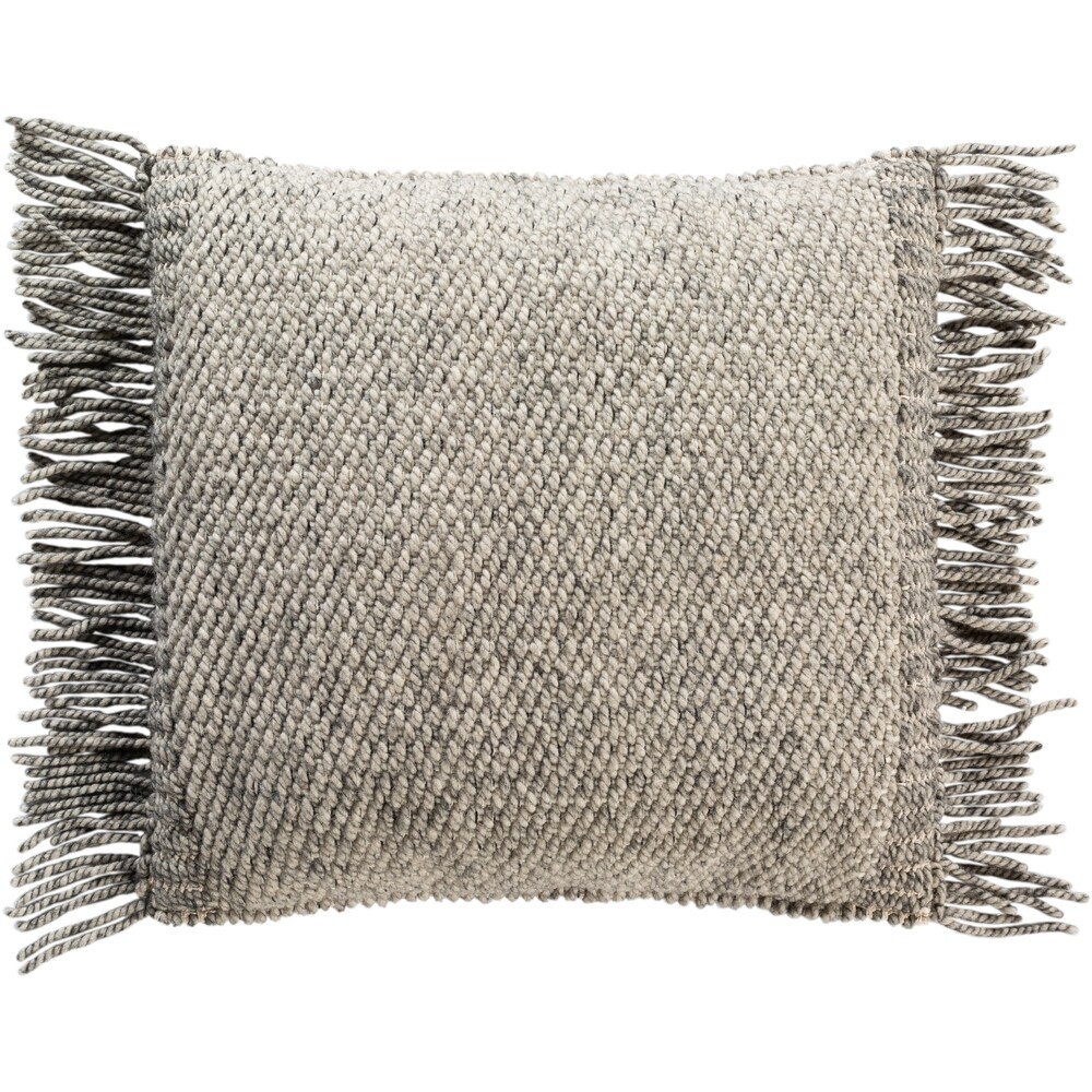 Fiora Boho Fringe Wool 18 inch Throw Pillow Cover