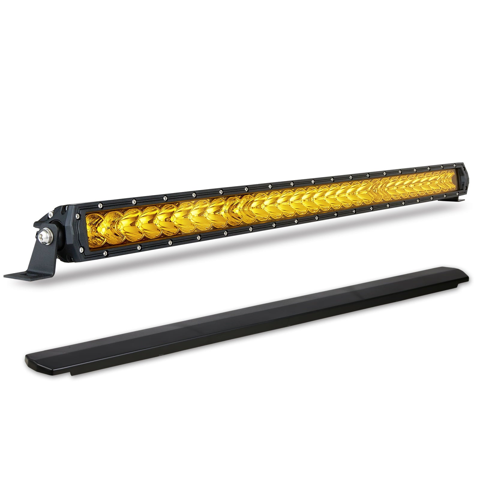 Biglion.x 32inch Amber LED Light Bar Slim 300W 33000LM Combo Spot Flood Single Row Yellow LED Fog Light Driving Work Waterproof for Offroad Pickup Truck SUV UTV 4WD