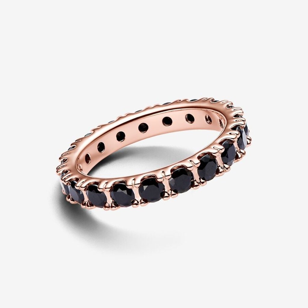 PANDORA  Black Sparkling Row Eternity Ring in Gold