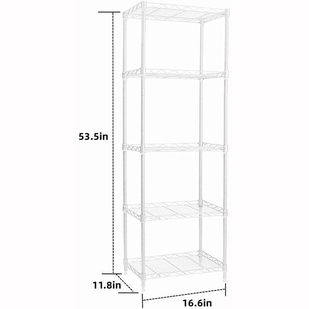 White 5-Tier Metal Garage Storage Shelving Unit (16.6 in. W x 53.5 in. H x 11.8 in. D) shelve-593