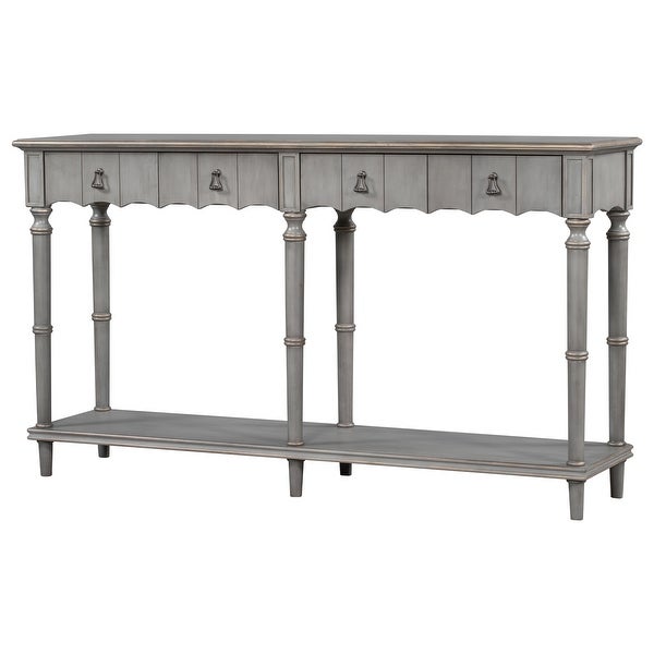 Simple Exquisite Country Console Table for Hallway Living Room Bedroom with 4 Front Facing Storage Drawers and 1 Open Shelf