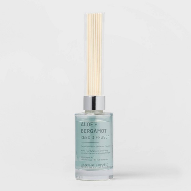 100ml Glass Reed Diffuser Aloe amp Bergamot Light Mint Green