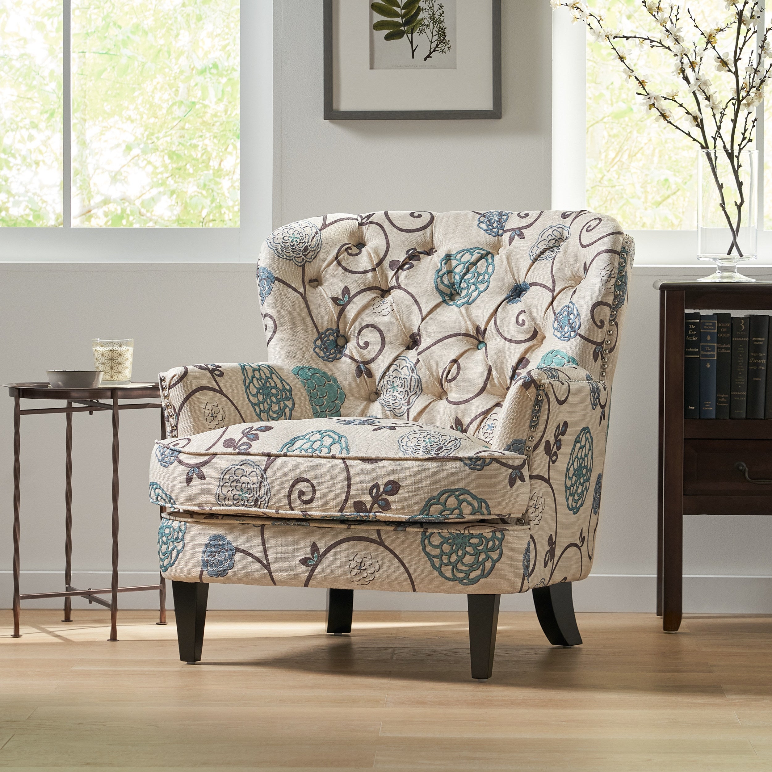 Tafton Floral Fabric Club Chair by Christopher Knight Home