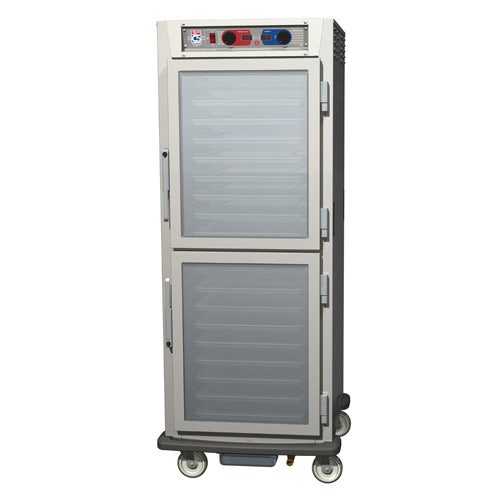 Metro C599-SDC-LPDS - C5 9 Series Controlled Humidity Heated Holding/Proofing Cabinet， Mobile， Full Height Pass Thru， Glass Dutch Doors， Aluminum Finish