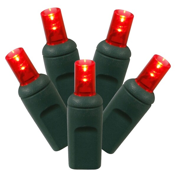 Vickerman 70 Red Wide Angle LED Single Mold light on Green Wire，35' Christmas Light Strand