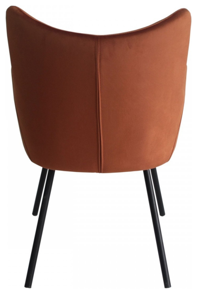 Rust Orange Curvy Velvet and Black Modern Dining Chair   Midcentury   Dining Chairs   by HomeRoots  Houzz