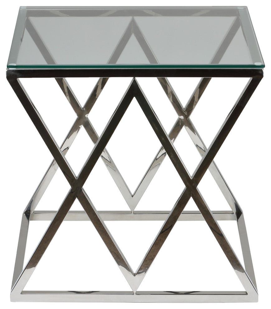 Cortesi Home Gwen Contemporary Glass End Table   Contemporary   Side Tables And End Tables   by CozyStreet  Houzz