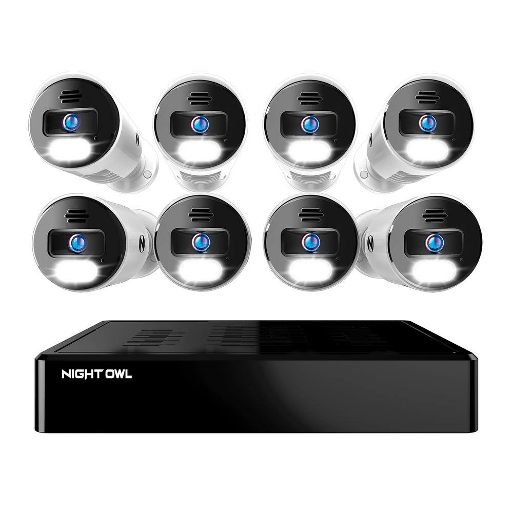 Night Owl BTN8 Series 8-Channel 4K Wired NVR Security System with 2TB Hard Drive and (8) 4K IP Spotlight 2-Way Audio Cameras BTN82L-88-B