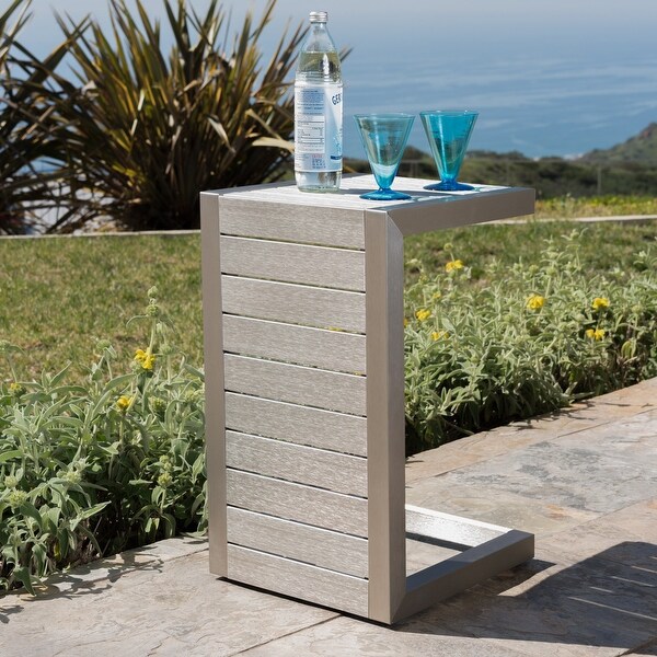 Outdoor Cshaped Table with a Sleek Aluminum Frame and Conveniently Versatile Design