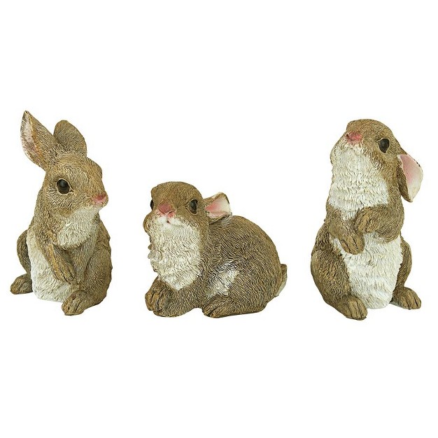 Design Toscano The Bunny Den Garden Rabbit Statues Set Of 3 Brown