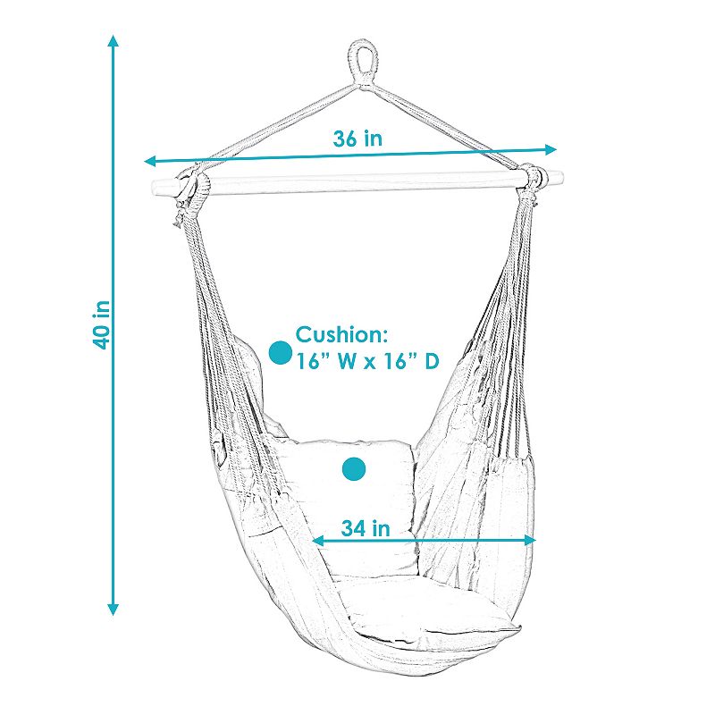 Sunnydaze Double Cushion Hanging Rope Hammock Chair Swing