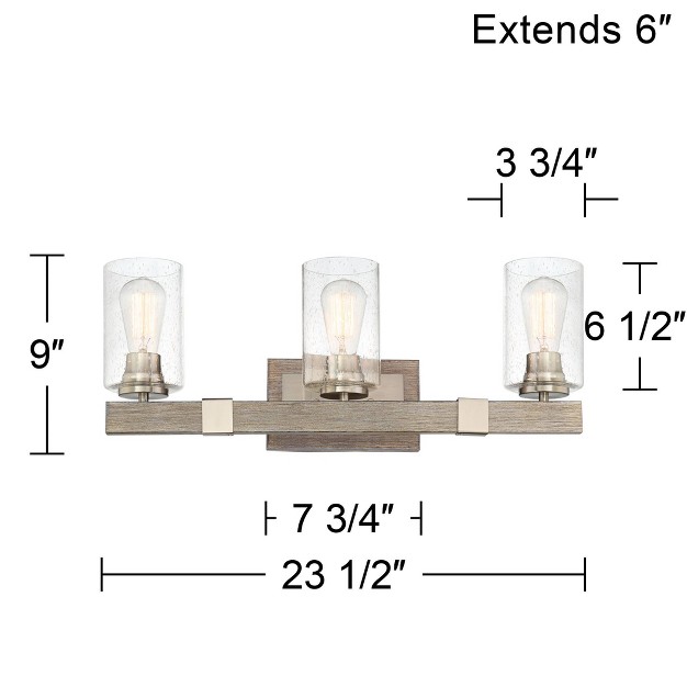 3 light Fixture Clear Seedy Glass Shade For Bedroom