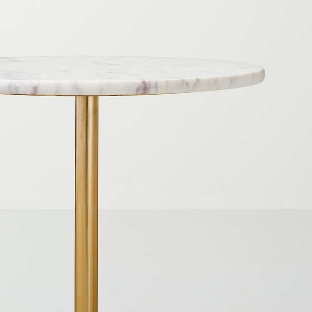 Marble Top Accent Side Table Brass white With Magnolia