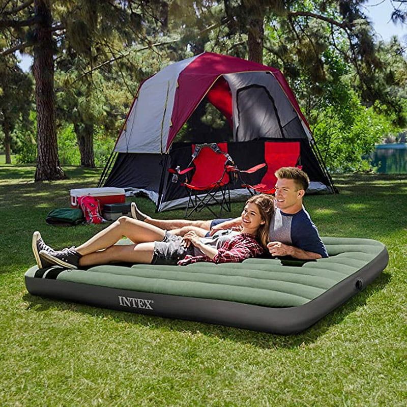 WANDF Bed Air Bed Camping Air Mattress Inflatable Bed Blow Up Mattresses Black 53.9 x 75 x 9.8 inches，Green