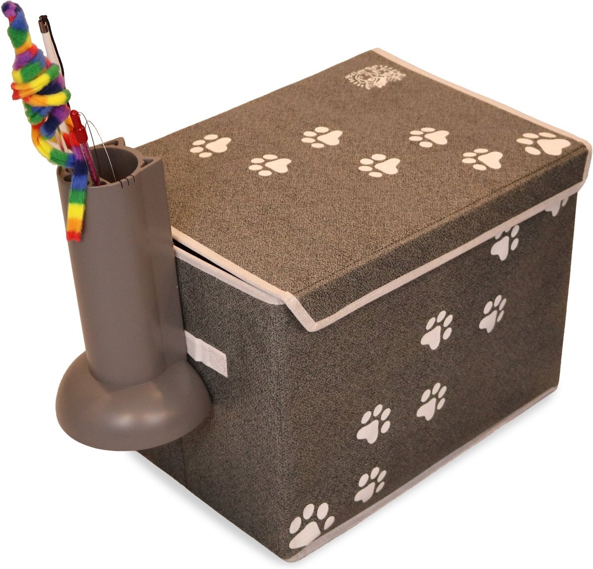 Feline Ruff Cat Teaser Wand Holder Storage Organizer， Gray