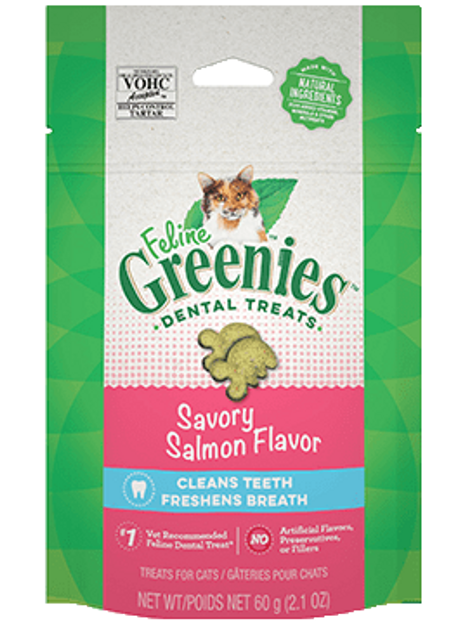 Greenies Feline Savory Salmon Dental Cat Treats 2.1 Oz.