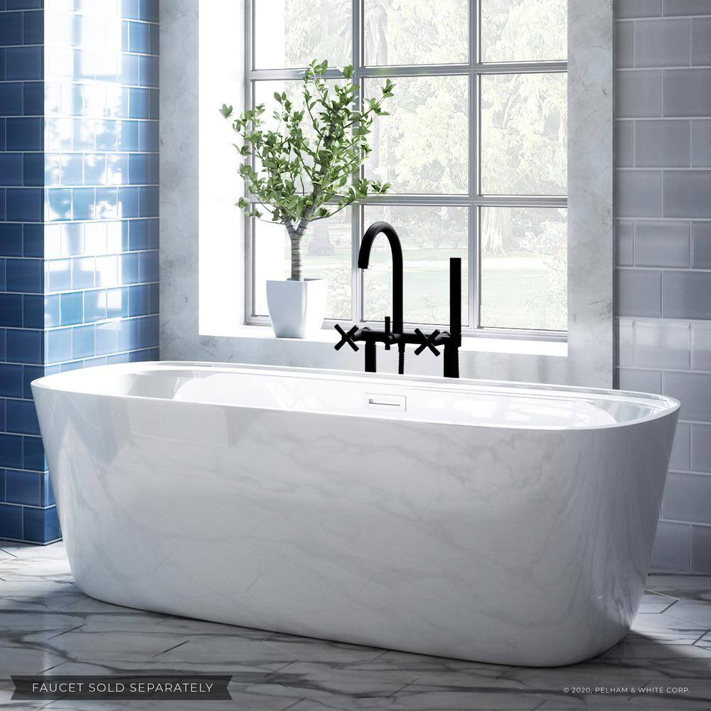 PELHAM  WHITE Bayberry 63 in. Acrylic Oval Freestanding Bathtub in White Drain in White PW82088-W